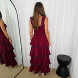 CONJUNTO TOP E SAIA BORDEAUX FOLHOS COM VIVO