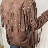 BF - CASACO NOBUCK CASTANHO FRANJAS E TACHAS