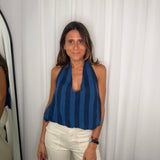 TOP ALINHADO RISCAS AZUL