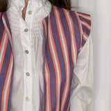 COLETE RISCAS LILÁS E CORAL