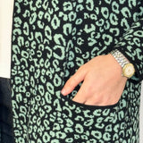 KIMONO MALHA ANIMAL PRINT VERDE ÁGUA