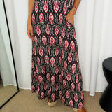 VESTIDO MALHA SEDA ESTAMPADO BORDEAUX