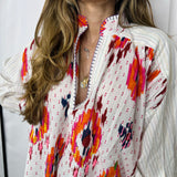 CAMISA IKAT BORDADOS LARANJA