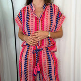 CONJUNTO TÚNICA E CALÇAS ÉTNICO ROSA