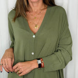 CARDIGAN MALHA FRIA VERDE SECO