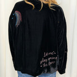 KIMONO VELUDO PRETO COM BORDADOS