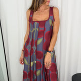 VESTIDO BORDEAUX ESTAMPADO
