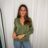 CARDIGAN MALHA ALGODÃO VERDE SECO