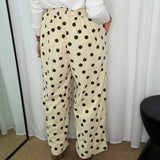 CALÇAS BOMBAZINE CRU POLKA DOTS