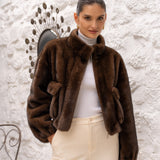 CASACO CURTO PELO CASTANHO