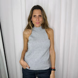 TOP MALHA HALTER CINZA CLARO