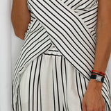 CONJUNTO TOP E CALÇAS RISCAS PRETO E BRANCO