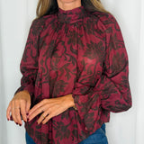 TÚNICA BORDEAUX COM FOLHAS