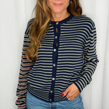 CARDIGAN AZUL MARINHO RISCAS