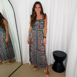 CONJUNTO TOP E SAIA BORDEAUX E TURQUESA