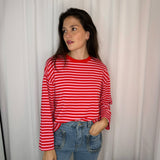 CAMISOLA ALGODÃO RISCAS VERMELHO