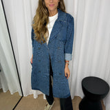 BF - CASACO SARJA AZUL JEANS ANIMAL PRINT