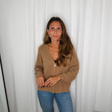 CARDIGAN MALHA CANELADO CAMEL