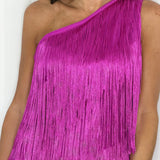 VESTIDO FRANJAS FUCSIA