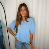 T-SHIRT MALHA FRIA AZUL CLARO