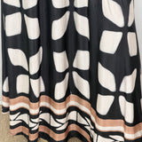 VESTIDO MALHA SEDA PRETO ESTAMPADO BEGE
