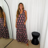 VESTIDO MALHA SEDA ESTAMPADO BORDEAUX