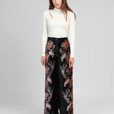 BF - CALÇAS VELUDO PRETAS ESTAMPADO