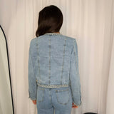 CASACO AZUL JEANS COM ENTRANÇADO