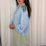 VESTIDO CAMISEIRO DEGRADÊ AZUL VERDE E LILÁS