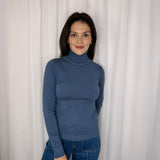 CAMISOLA MALHA GOLA ALTA AZUL JEANS