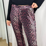CALÇAS VELUDO ANIMAL PRINT ROSA