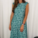 VESTIDO FLORES TURQUESA