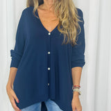 CARDIGAN MALHA FRIA AZUL MARINHO
