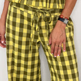 CONJUNTO TOP E CALÇAS AMARELO VICHY