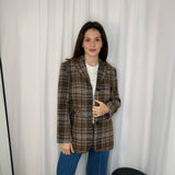 CASACO FAZENDA ESCOCÊS CASTANHO E AZUL