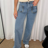 CALÇAS JEANS COM ENTRANÇADO