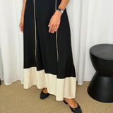 VESTIDO PRETO COM BARRA CRU