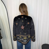 KIMONO VELUDO PRETO COM BORDADOS