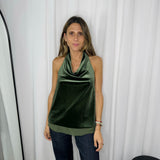 TOP HALTER VELUDO VERDE