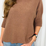 CAMISOLA MALHA MEIA GOLA CAMEL LARGA