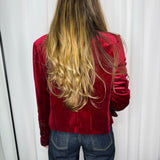 BF - CASACO VELUDO CEREJA COM BORDADOS