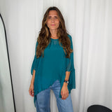TÚNICA FLUIDA SEDA AZUL PETRÓLEO