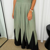 CONJUNTO TOP E SAIA VERDE E PRETO