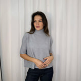 CAMISOLA MALHA MEIA GOLA CINZA CLARO LARGA