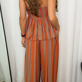 CONJUNTO RISCAS LARANJA E TAUPE