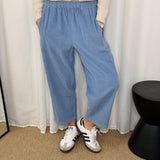 CALÇAS BAGGY BOMBAZINE AZUL CLARO