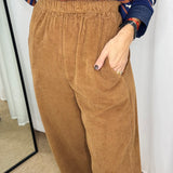 CALÇAS BAGGY BOMBAZINE CAMEL