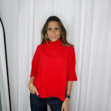 CAMISOLA MALHA MEIA GOLA VERMELHA