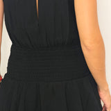 VESTIDO PRETO HALTER FOLHOS