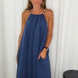VESTIDO AZUL MARINHO PEDRAS